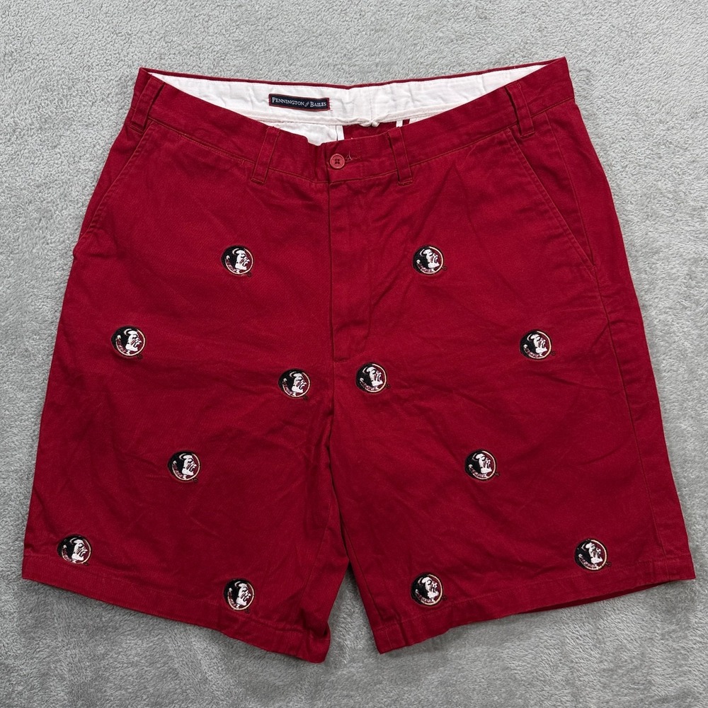 Pennington & Bailes FSU Florida State Stadium Shorts Mens 35 Red Embroidered